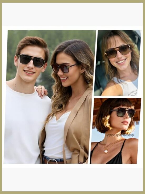 Retro Aviator Sunglasses Polarized Pilot Square Shades Unisex main image 6